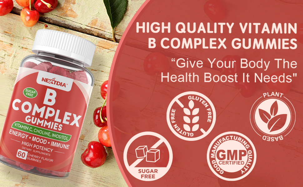 Vitamin B Complex Gummies, Suger Free Vegan Vitamin B