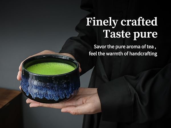 TEANAGOO Japanese Ceramic Matcha Bowl with Whisk Holder, 18