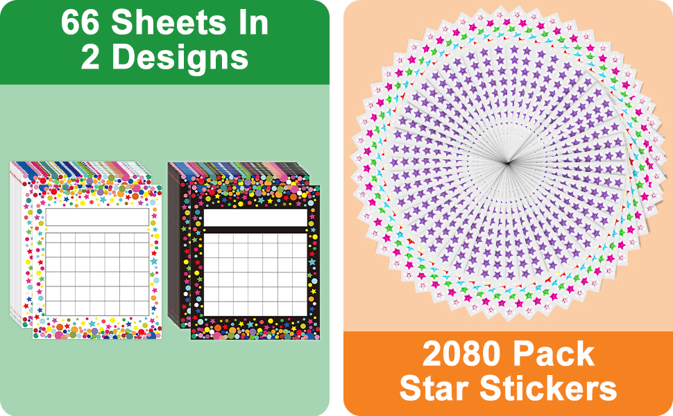 Incentive Chart with Reward Star Stickers for Kids