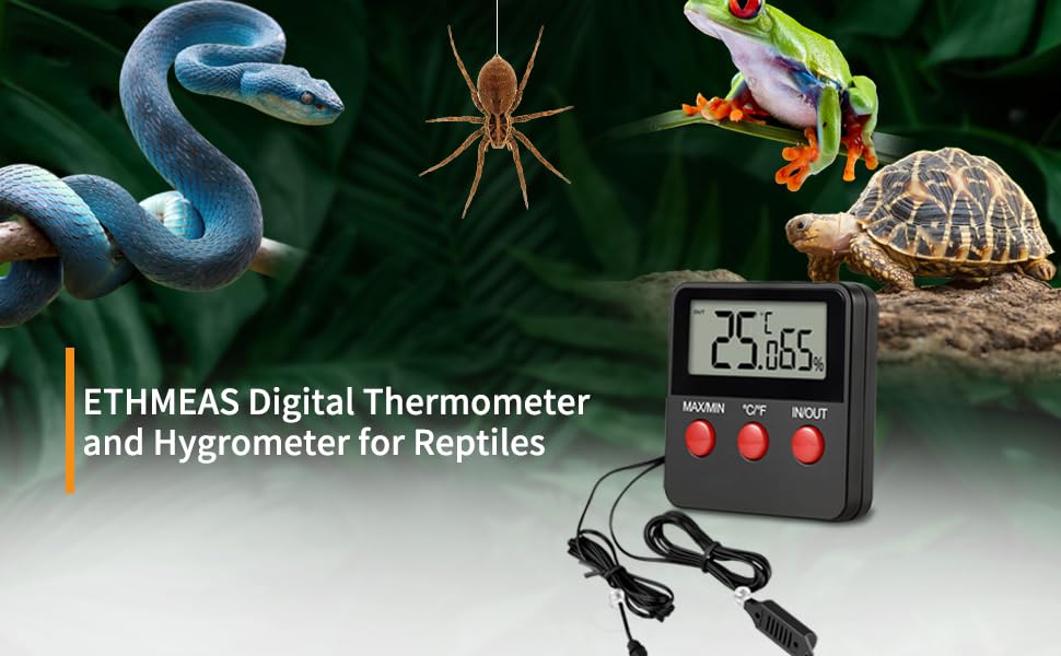 ETHMEAS Digital Thermometer and Hygrometer for Reptiles Terrarium pet