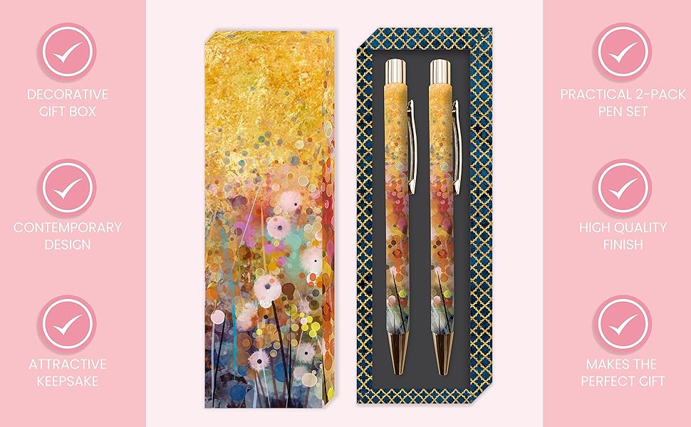 TGSC Ballpoint Pen Set Pom Poms Design 2Pack Pens Gift Box Effortless Writing, Anti