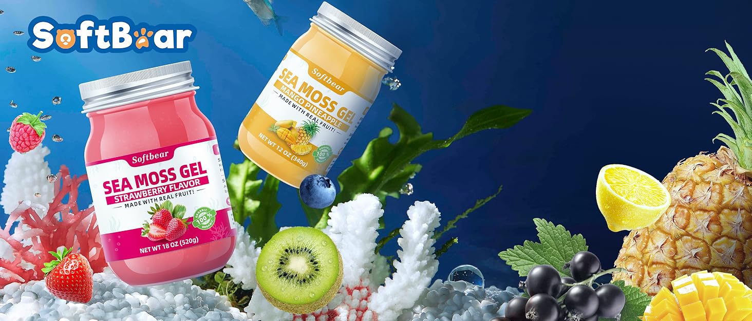 softbear Sea Moss Gel Organic Raw 18 OZ Wildcrafted Irish