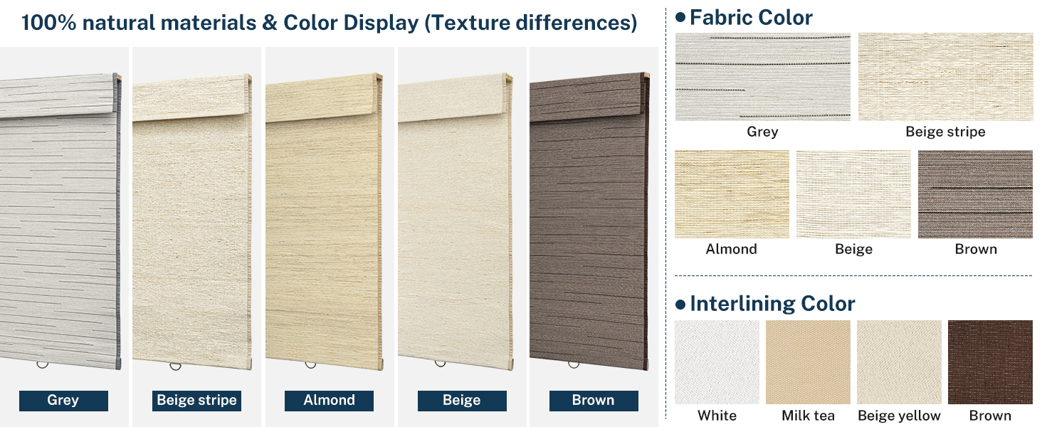 Pasoun Cordless Roman Shades Custom Natural Linen Weaving