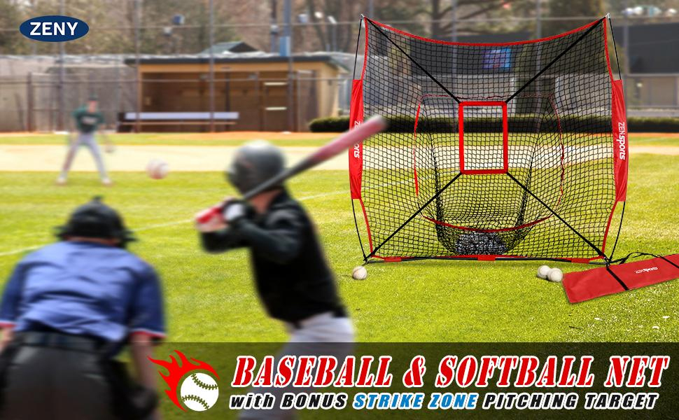ZENY 7'×7' Baseball Softball Practice Net w/Strike Zone Hitting Batting