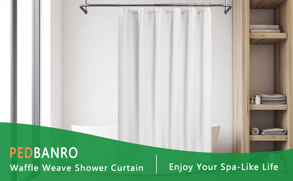 PEDBANRO White Shower Curtain Waffle Weave Textured