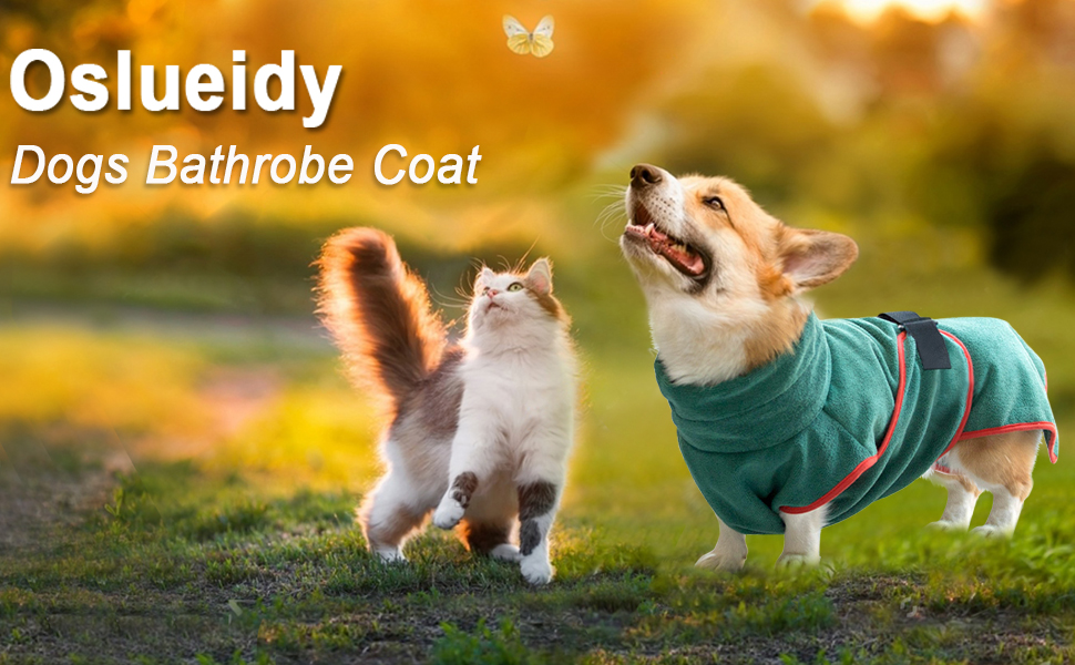 Oslueidy Dogs Bathrobe Coat,Microfibre Pet Clothes Premium Dogs Dry