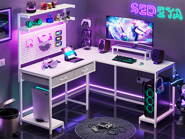 Windowsデスクトップ Desk Meet 39 inch Z Shaped Ergonomic Gaming Desk with Headphone Hook