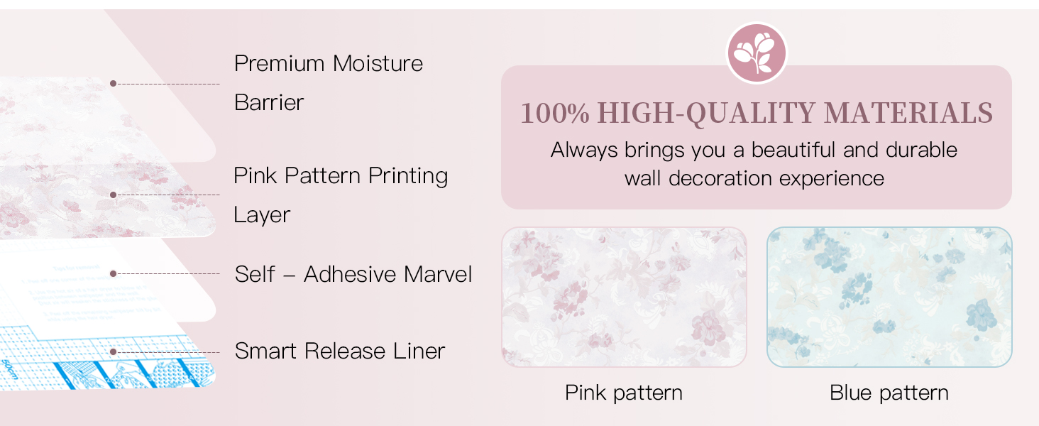 Dimoon Pink Floral Contact Paper Peel and Stick Wallpaper Boho Contact Paper Wallpaper
