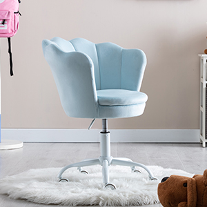 Velvet Kids Desk Chair Swivel Computer Chair For Children Girls Study Office, Height Adjustable, Blue 21 3