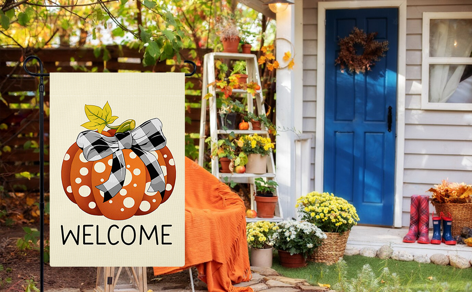 Fall Garden Flag 12x18 Inch Double Sided, Fall Pumpkin