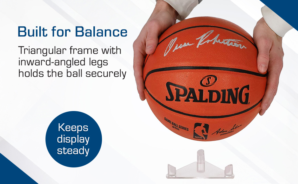 Acrylic ball stand showcases a signed football with polished display style.