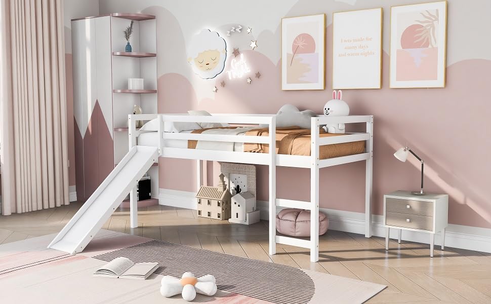 Amazon.com: LZ LEISURE ZONE Twin Size Loft Bed with Slide