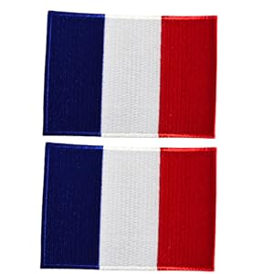 Set of two France Flag embroidered patches with the blue, white, and red tricolor design