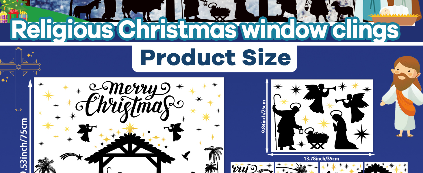 Christmas Window Clings Nativity Scene Window Stickers