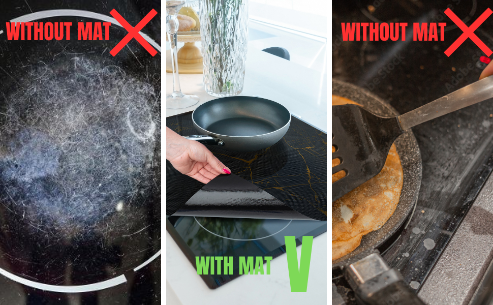 HomeMakers Translucent Marble Induction Hob Protector Mat Large 61x53