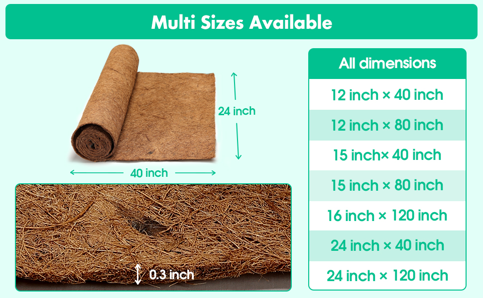 Coco Liner Roll, 15x 80 inch Natural Coconut Coir Liner