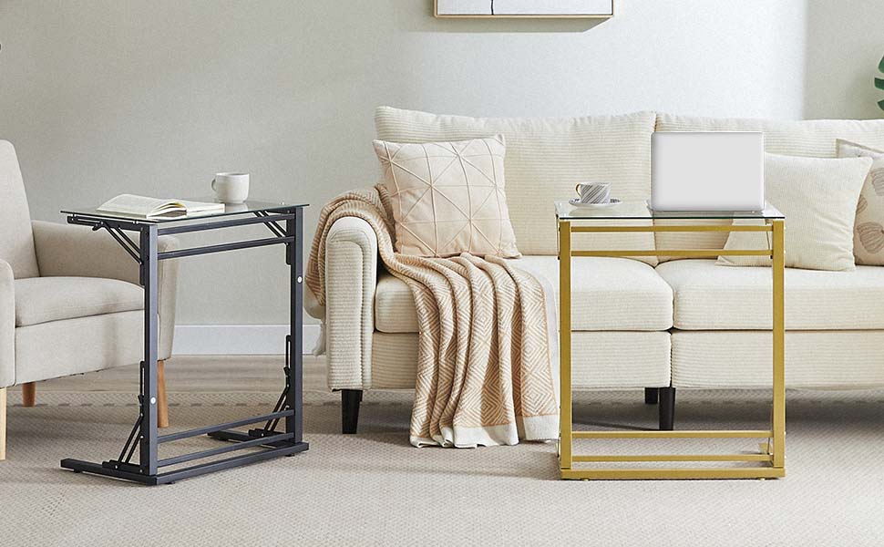 small glass c table for couch Living room