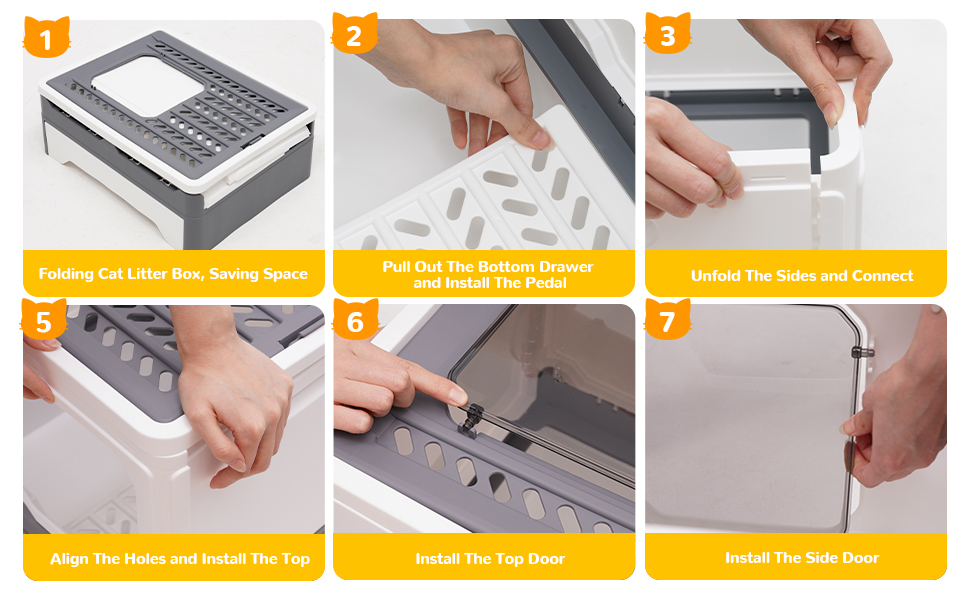 Foldable Cat Litter Box,Top Entry Covered Litter Box for Cats.Large