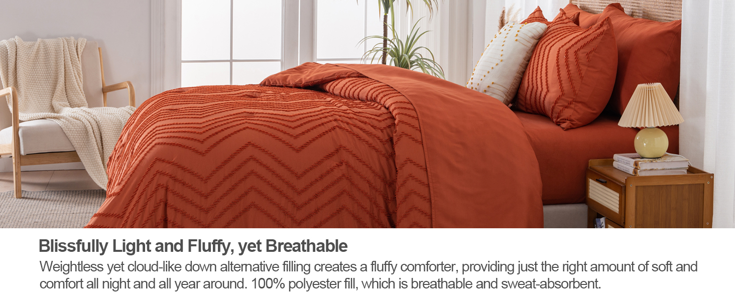 Litanika Burnt Orange Oversized King Bed in a Bag Set - 7 Pieces Boho Tufted Comforter, Sheets, Pillowcases & Shams 49d9b813 C67a 47e8 B54a Fa464505ecd7. CR0,0,1464,600 PT0 SX1464 V1