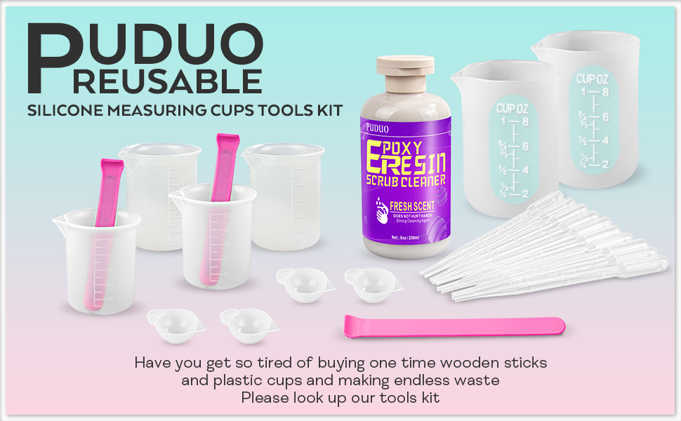 PUDUO Resin Cleaner with Silicone Measurings Cups for Resin, Resin