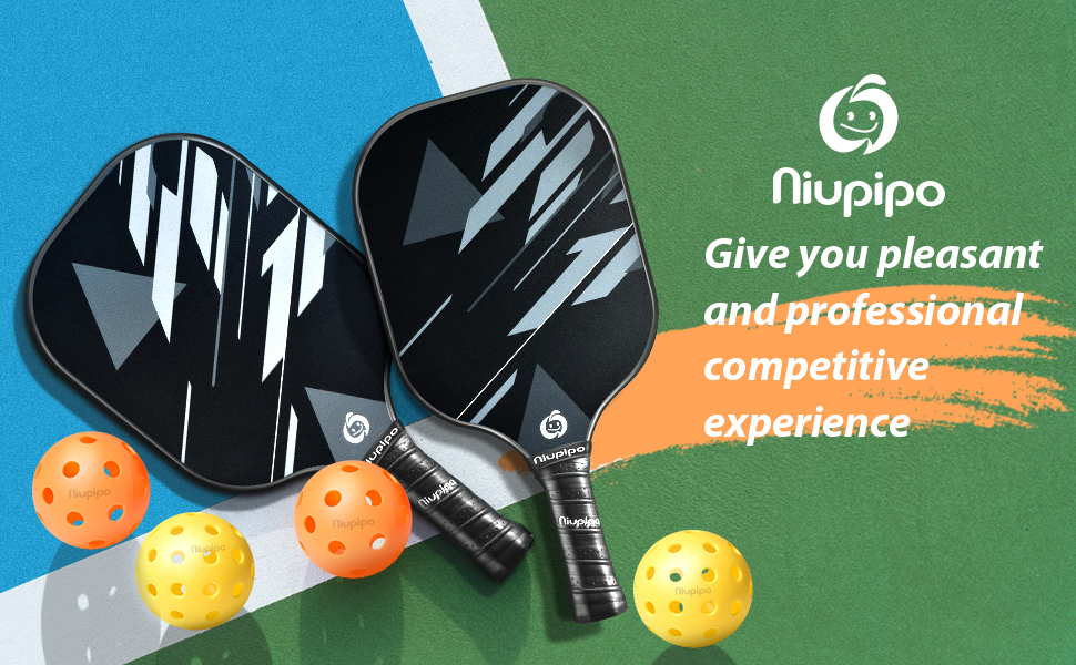 niupipo Pickleball Paddles, Fiberglass Surface, Lightweight Pickleball Set with 4 Balls and 1