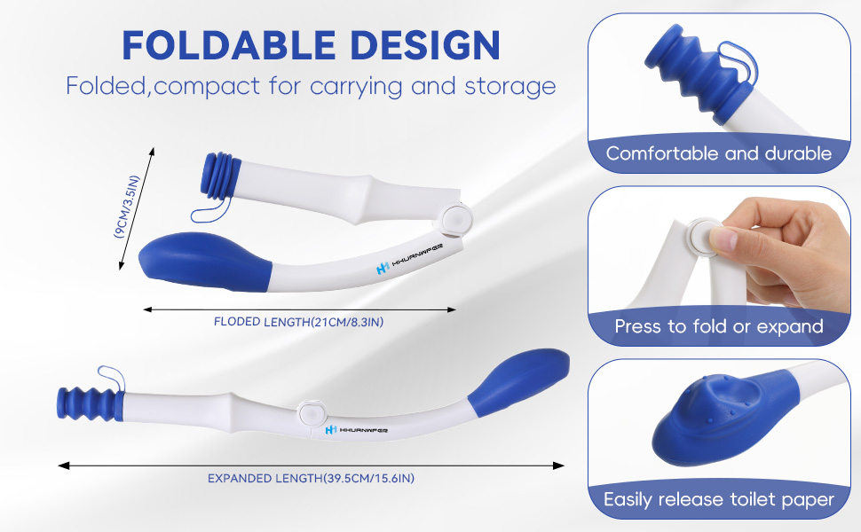 Foldable Toilet Aid, Long Comfort Wipe Wand