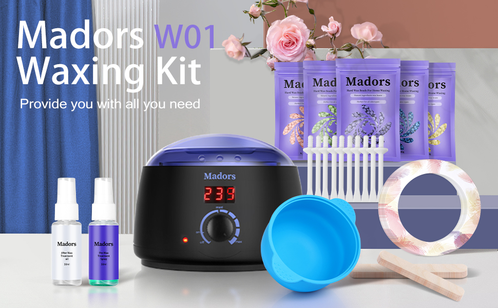 Madors Waxing Kit for Women Heating Ring Wax Warmer Wax Kit for Hair