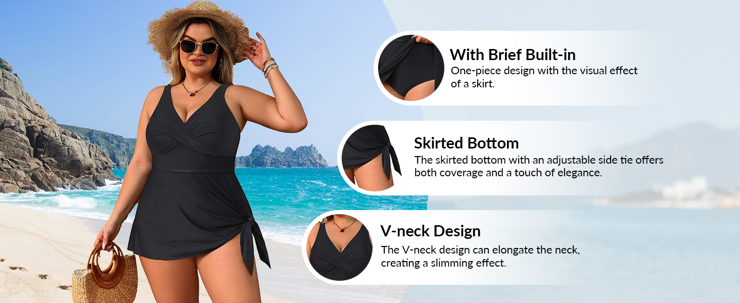 Flowy Asymmetrical Hem Swim Dress with Shorts