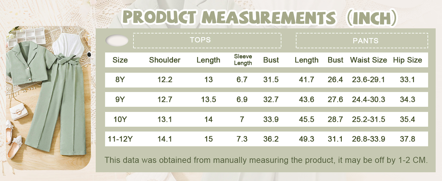 Floerns Girl's 2 Piece Outfits Short Sleeve Button Front Blazer Jacket & Belted Cami Jumpsuit Sets