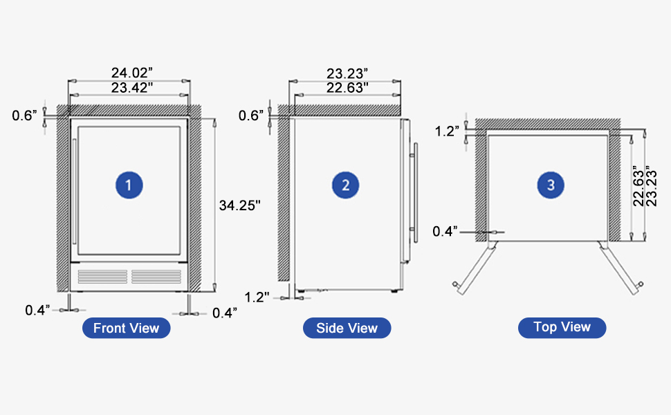 TYLZA Outdoor Refrigerator 24 Inch Wide, Stainless Steel