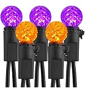Brizled Purple Orange Halloween Lights, 24.67ft 70 LED G12 Halloween String Lights Outdoor, 120V ...