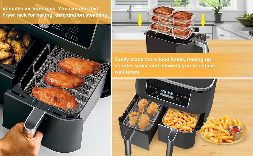 Air Fryer Rack Compatible for Ninja Air Fryer, Layered Dehydrator Racks