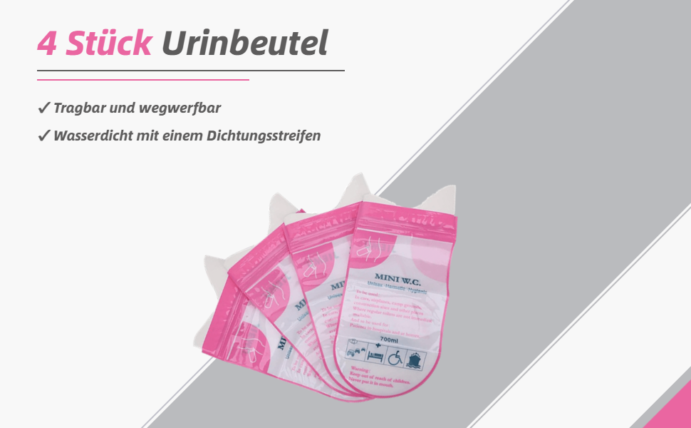 4 Stück Urinbeutel, Auto WC Unterwegs Tragbare Einweg Reise Notfall  Urinbeutel Notfall Toilette Mini WC für Outdoor Reise Stau Unterwegs :  : Sport & Freizeit