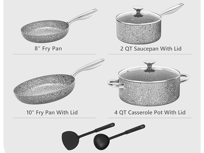 MICHELANGELO Pots and Pans Set 8 Piece, Cookware with