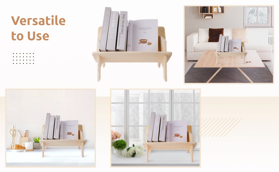 yeesport Wooden Desktop Bookshelf, Simple Tilted Tabletop