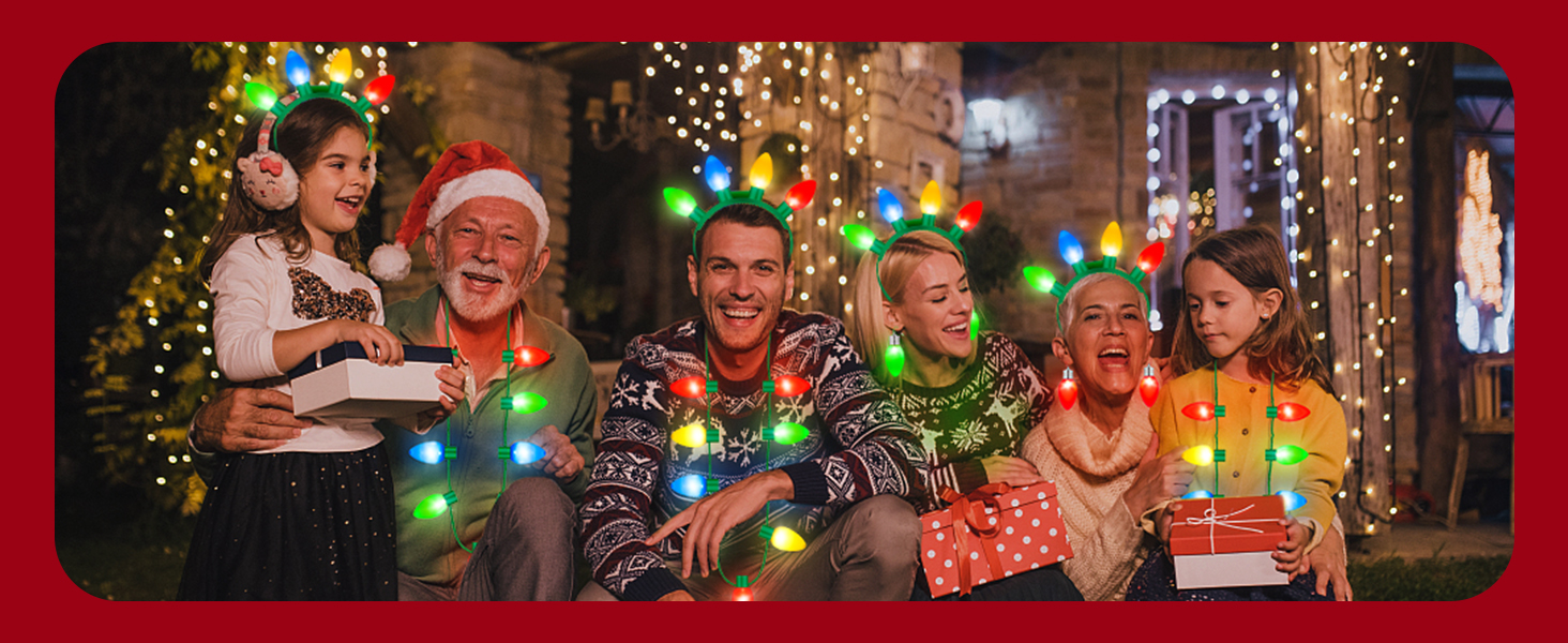 Christmas Light Necklace, 3Pcs Bells Light Up Christmas