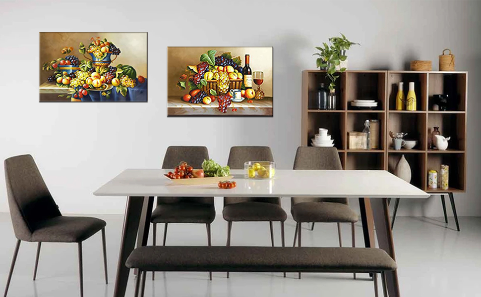 Kitchen Canvas Wall Art Dining Room Wall Decor Fresh Grapes Fruits