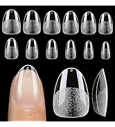 UNA GELLA ExtraShort Almond Nail Tips - 12 Sizes, Soft Gel, Clear Full Cover Press On Nails - 120...