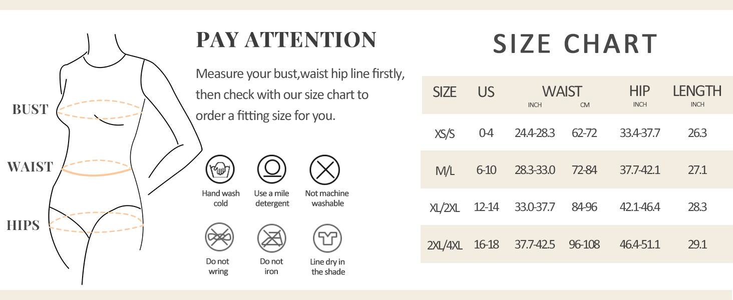 JOSERGO Bodysuit with built in bra size chart