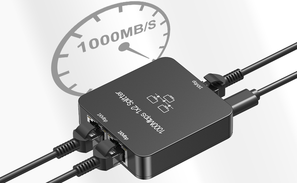 Splitter 1 to 2 Out with Cat 6 Cable, 1000Mbps High Speed, RJ45