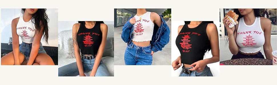 Buzoh Womens Tank Tops - Chinese Shirts Take Out Thank You
