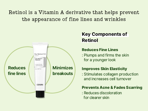 retinol vitamin a derivative prevent fine lines wrinkles breakouts plump firm younger look acne