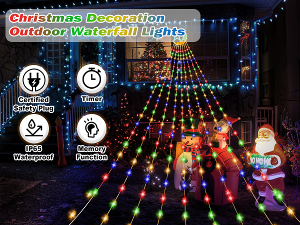 23FT Outdoor Christmas Decoration Lights 655 LED with Star
