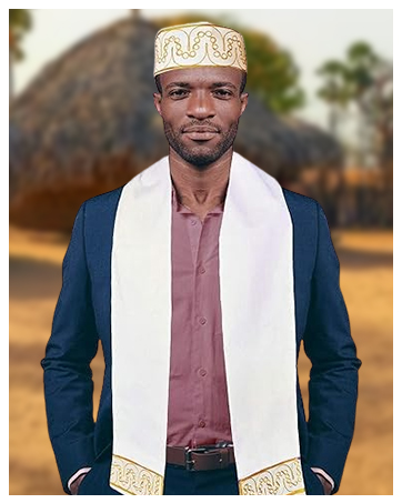 Adebo Off White and Gold Embroidered African Hat and Sash/Scarf