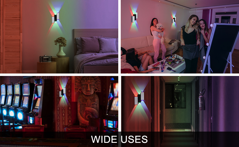 Lightess Up and Down Wall Lights Indoor Modern 6 LED Multi Color Wall