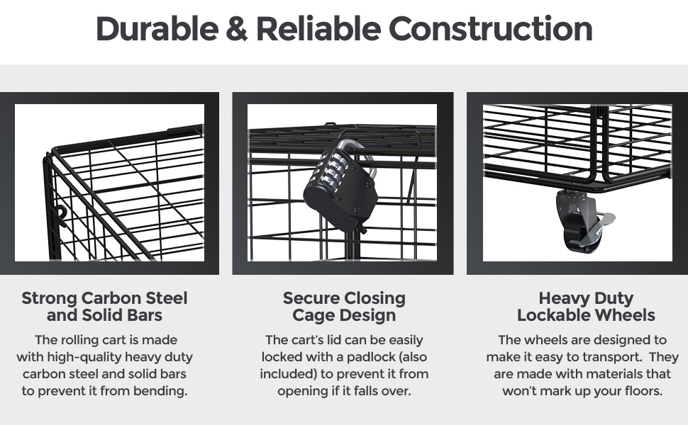 ball cart rolling storage lockable lid cage garage gym equipment organizer multi metallic sports