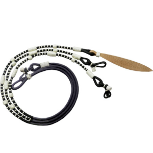 Black Nylon Rope with White Knots Raw Hide Leather Horse Tack Hand