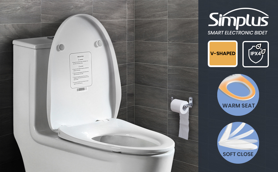 Simplus Electric Heated Toilet Seat Cover VShape Bidet Seat Warm