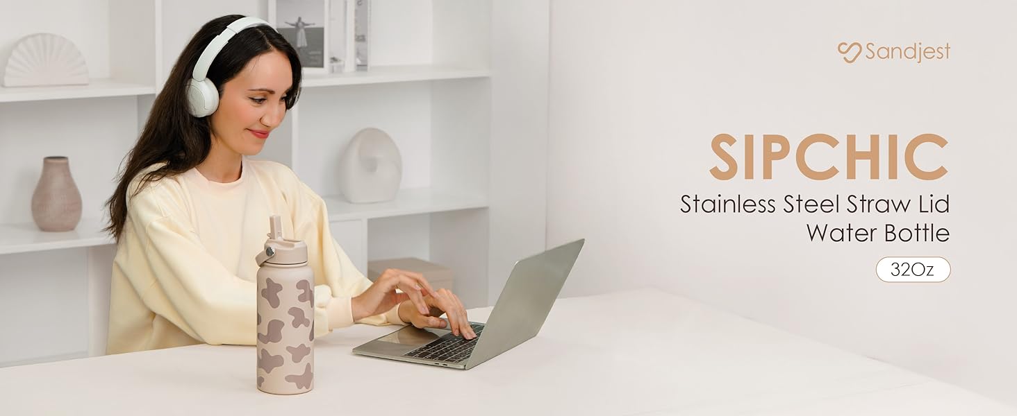 SANDJEST SipChic 32oz Water Bottle