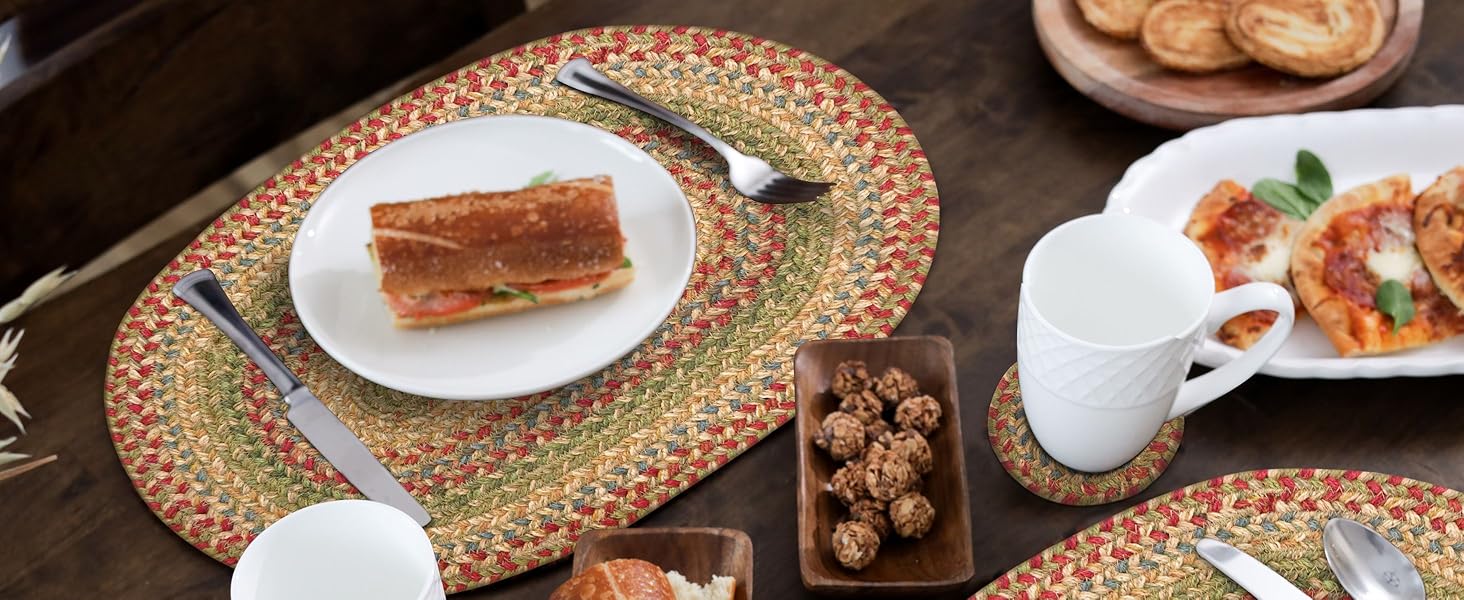 drink coasters drinks coffee table cup absorbent coaster woven braided  cups jute set sets farmhouse